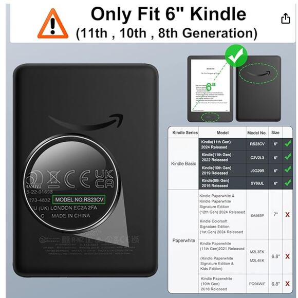 MOKAO Fits all 6" Kindle Case Flowers Magnetic Lightweight cover 11th/10th gen. - Picture 6 of 7